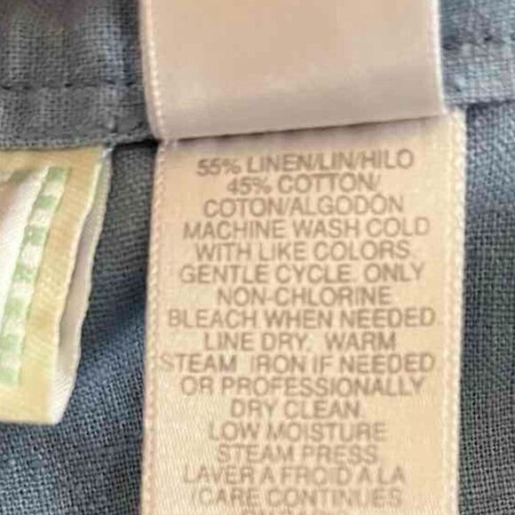 SUSAN BRISTOL Linen grey-blue pants with high waist size 12 - Picture 6 of 14